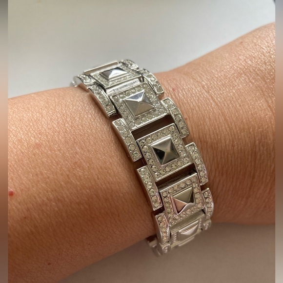 Panel Link Bracelet w/ Clear Rhinestones‎ - Picture 1 of 9